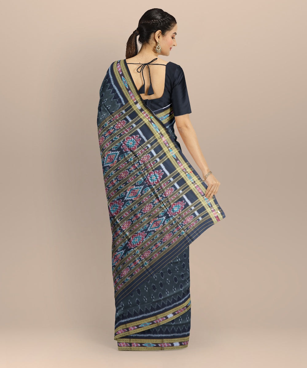 Grey black cotton handloom nuapatna saree