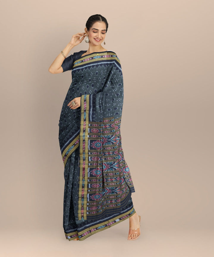Grey black cotton handloom nuapatna saree
