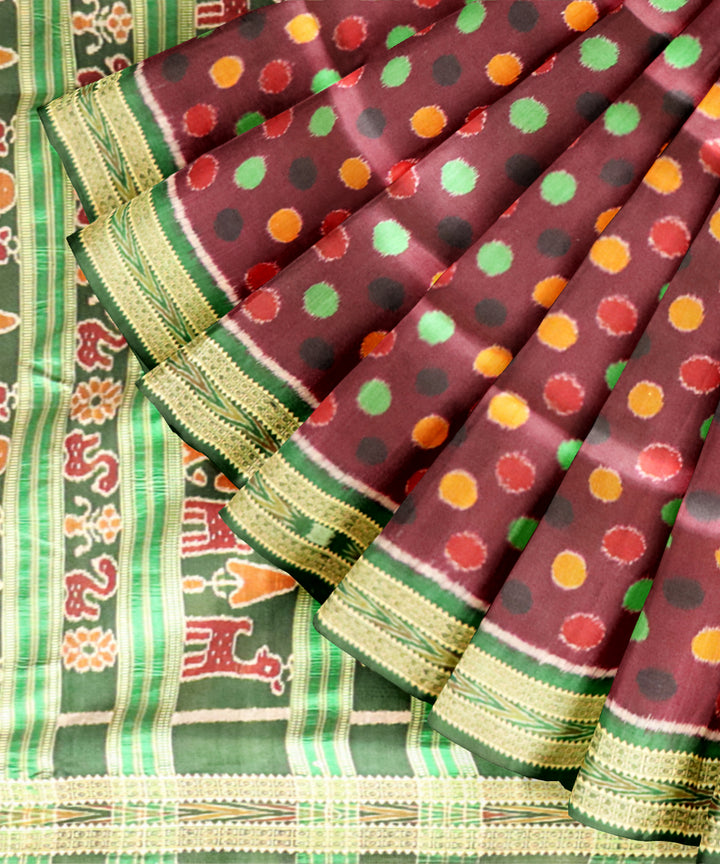 Bulgarian rose brunswick green silk handloom khandua saree