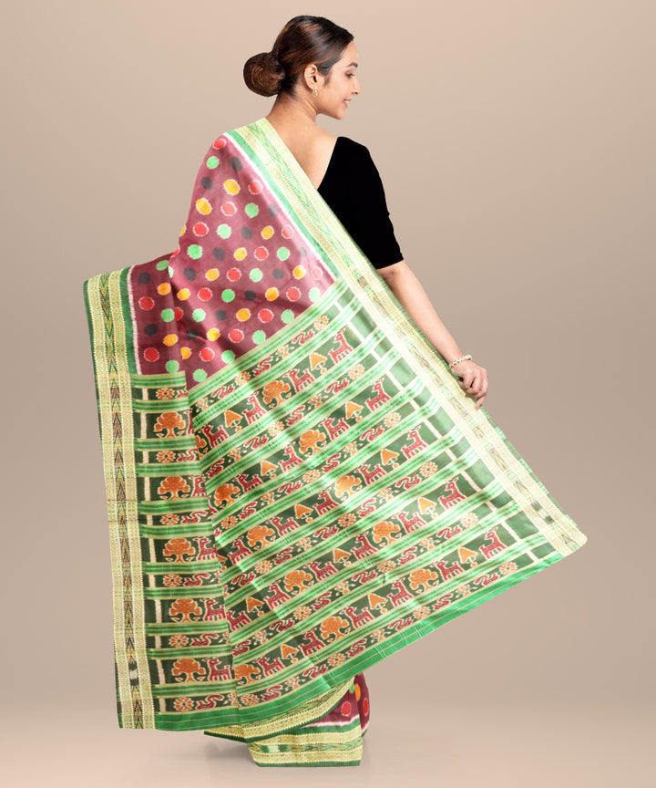 Bulgarian rose brunswick green silk handloom khandua saree