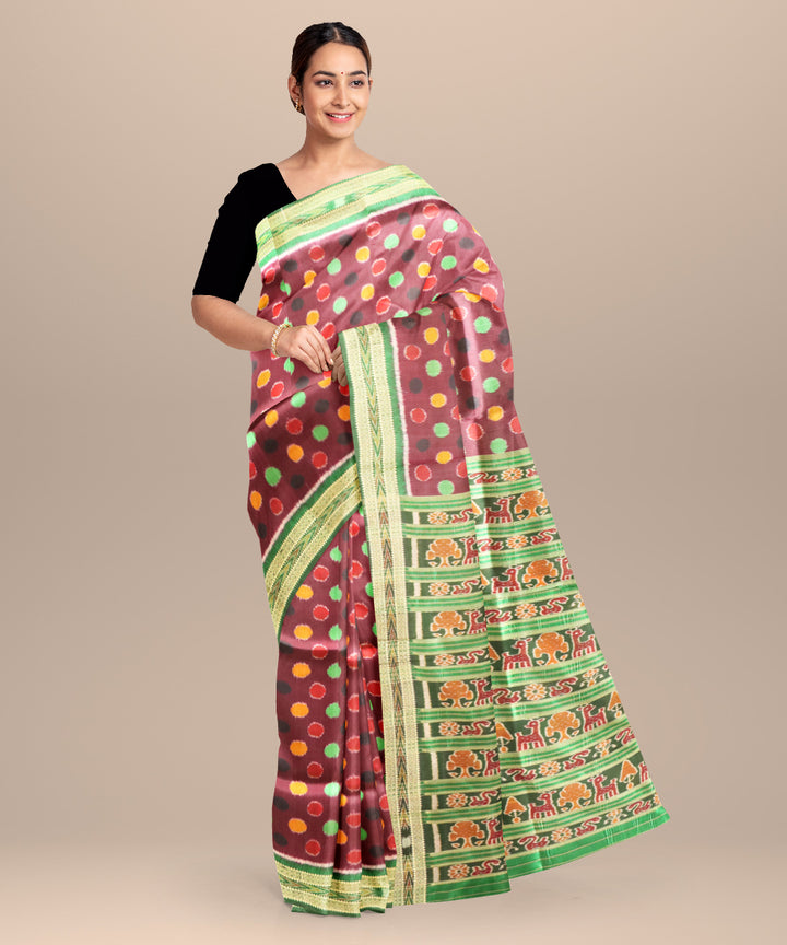 Bulgarian rose brunswick green silk handloom khandua saree