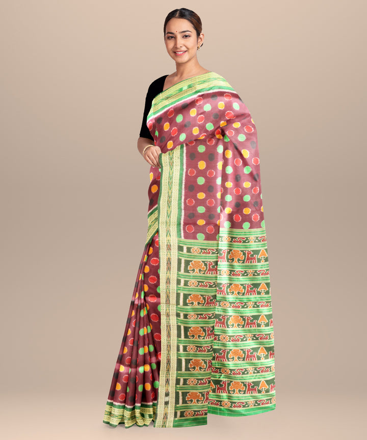 Bulgarian rose brunswick green silk handloom khandua saree