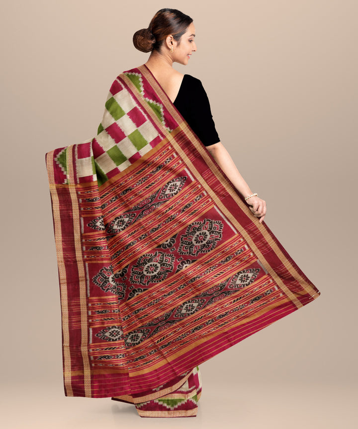 Avocado green flirt silk handloom khandua saree