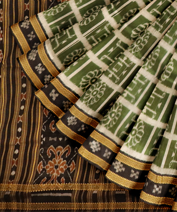 Amazon green black silk handloom khandua saree