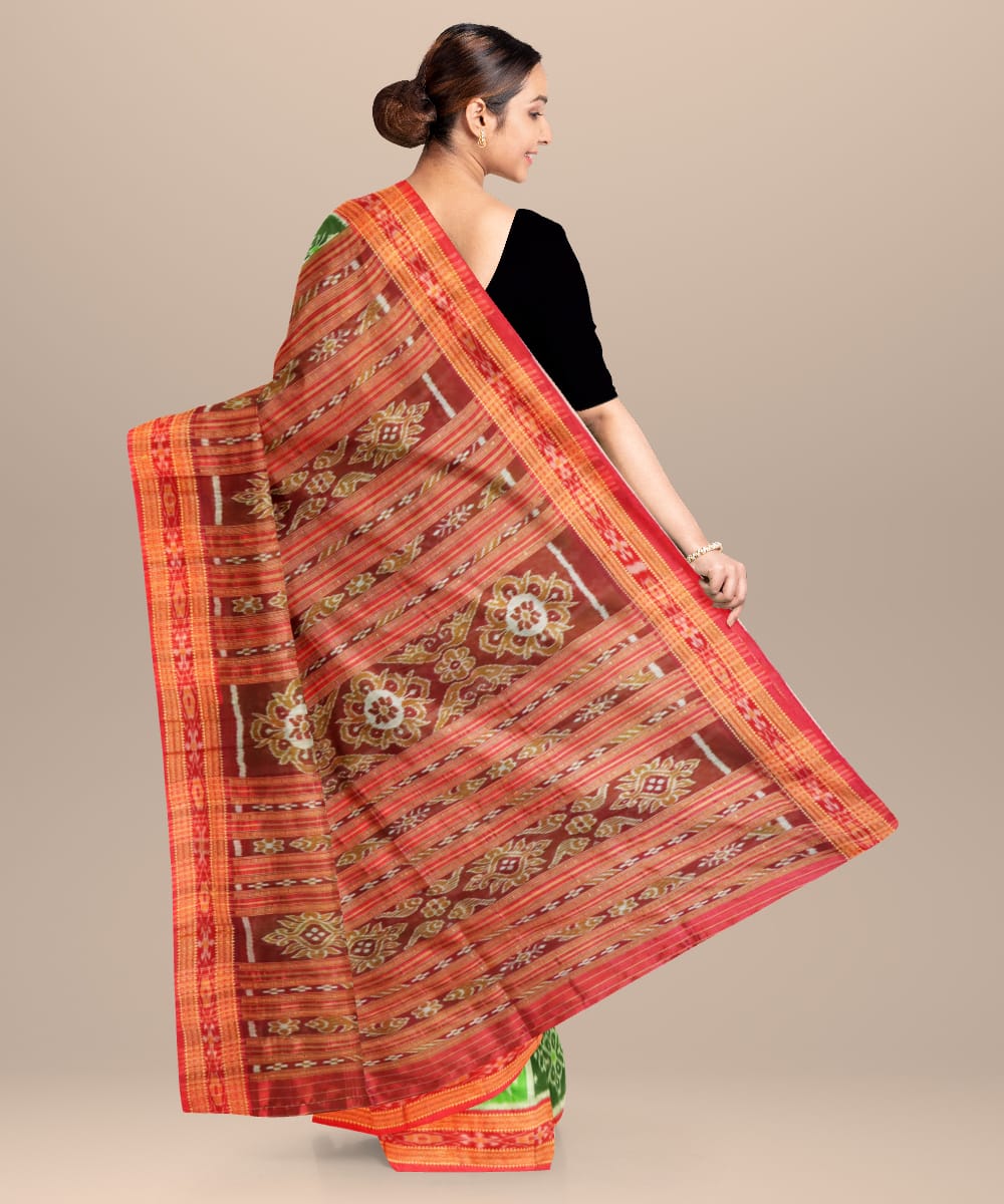 Multicolor Dark Red Silk Handloom Khandua Saree