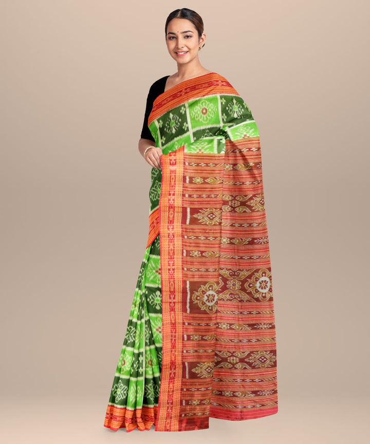 Multicolor Dark Red Silk Handloom Khandua Saree