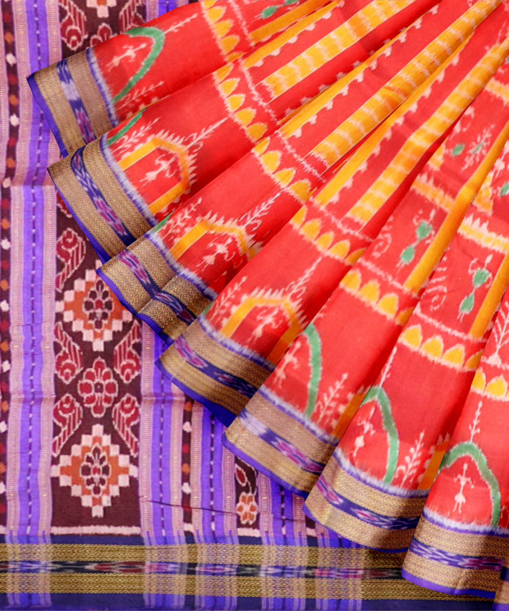 Amaranth red violet silk handloom khandua saree