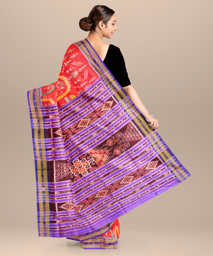 Amaranth red violet silk handloom khandua saree