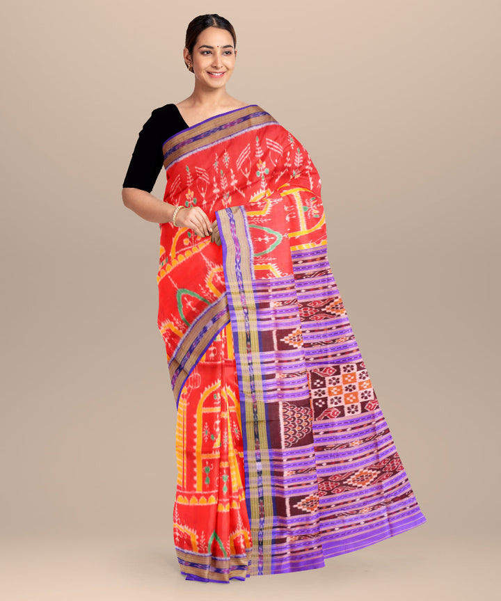 Amaranth red violet silk handloom khandua saree