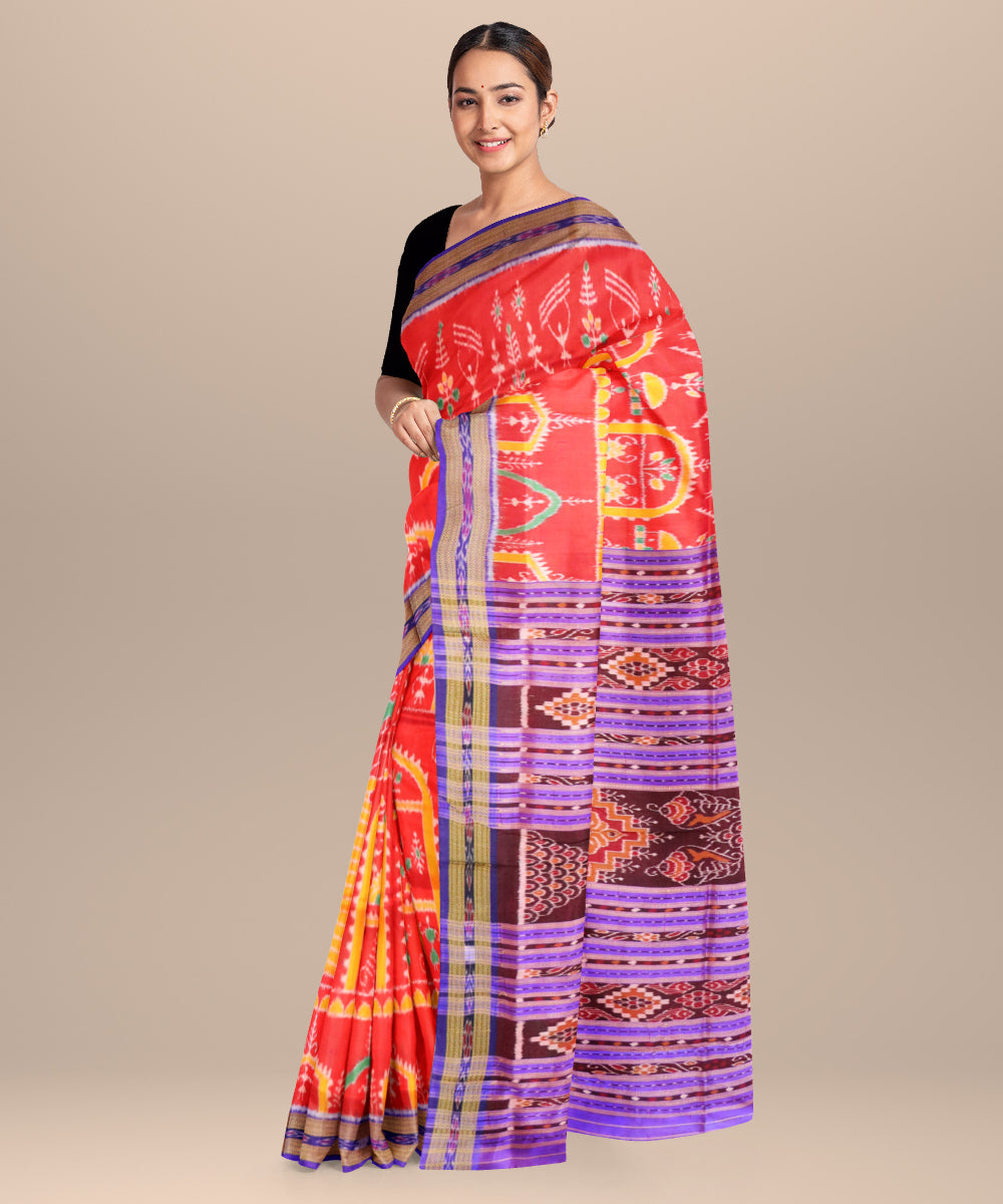 Amaranth red violet silk handloom khandua saree