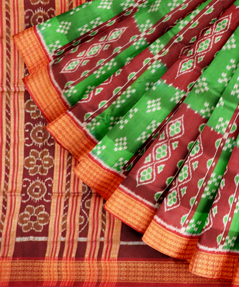 Multicolor dark red silk handloom khandua saree