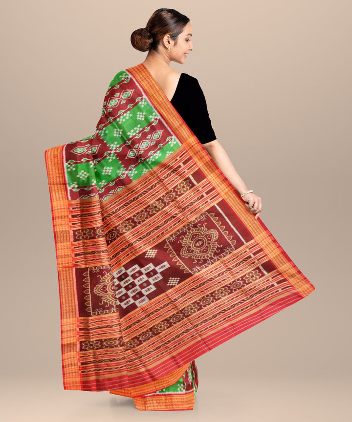 Multicolor dark red silk handloom khandua saree