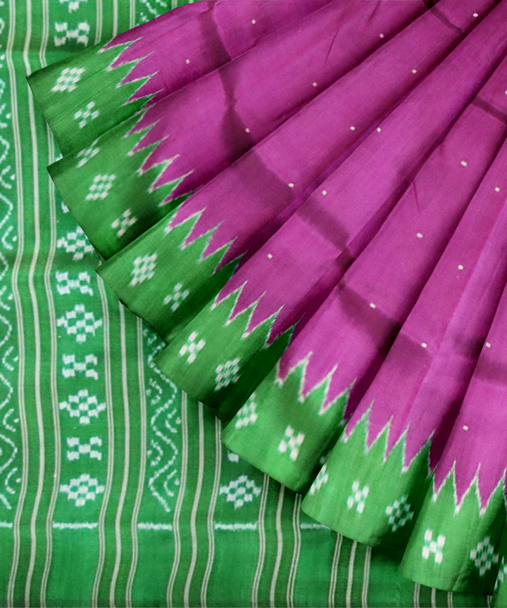 Purple dark green silk handloom khandua saree