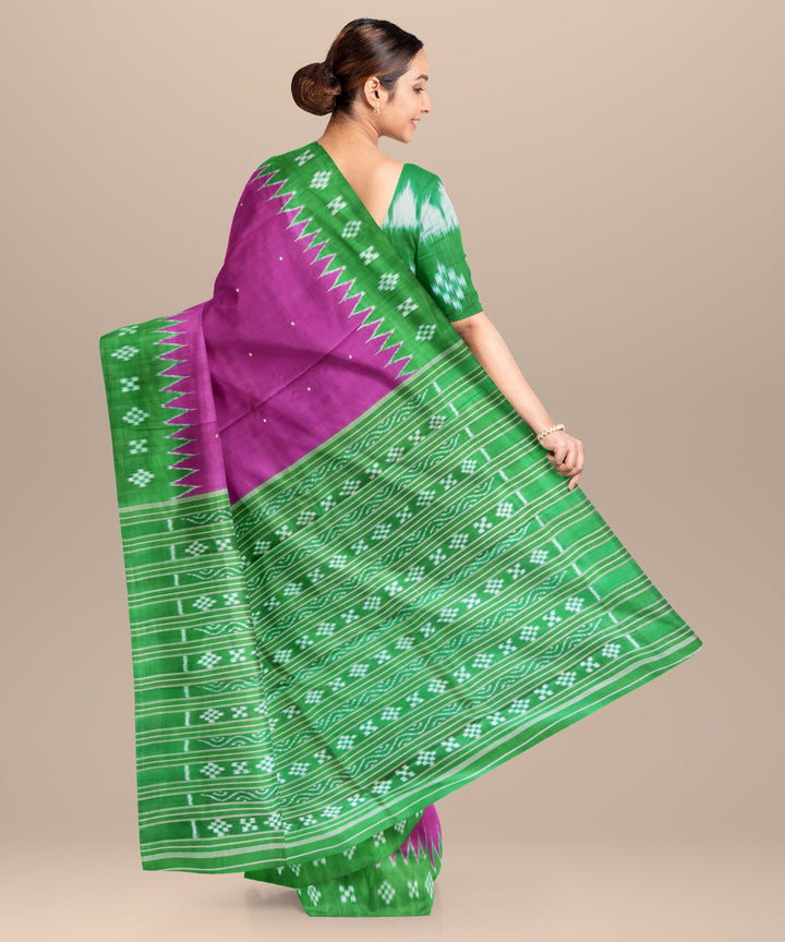 Purple dark green silk handloom khandua saree