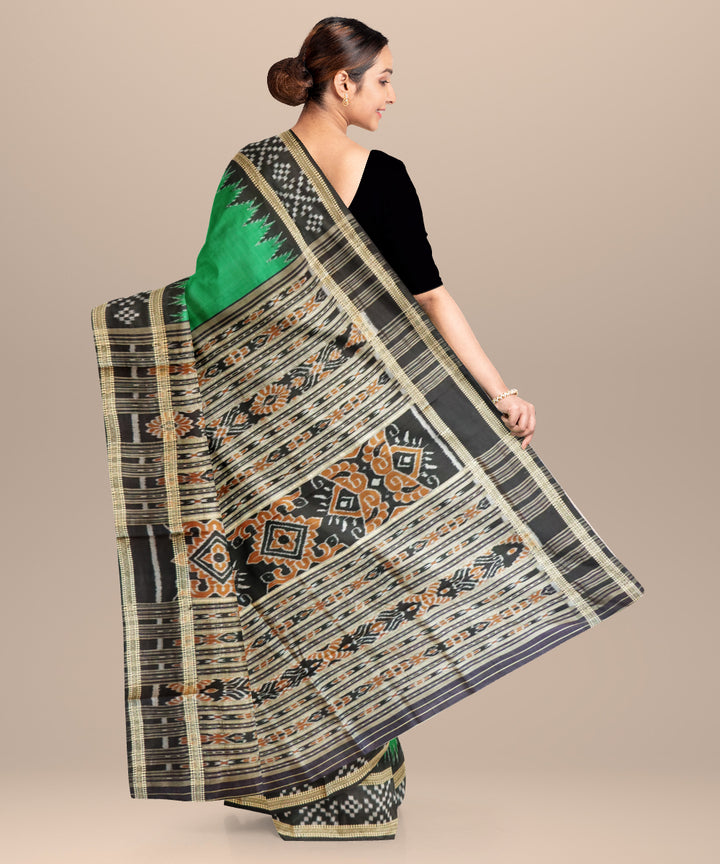 Dark green black handloom khandua silk saree