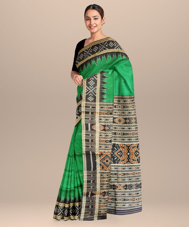 Dark green black handloom khandua silk saree