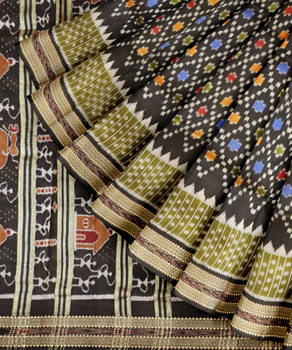 Black black silk handloom khandua saree