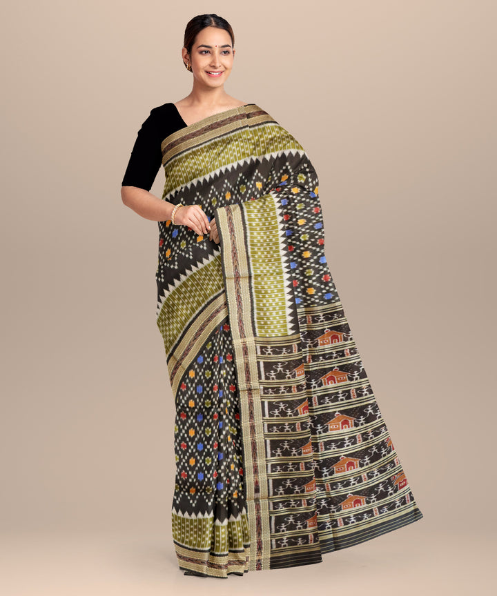 Black black silk handloom khandua saree