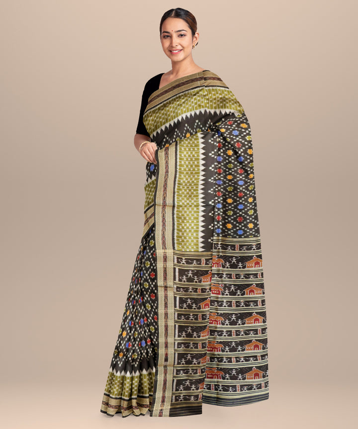 Black black silk handloom khandua saree