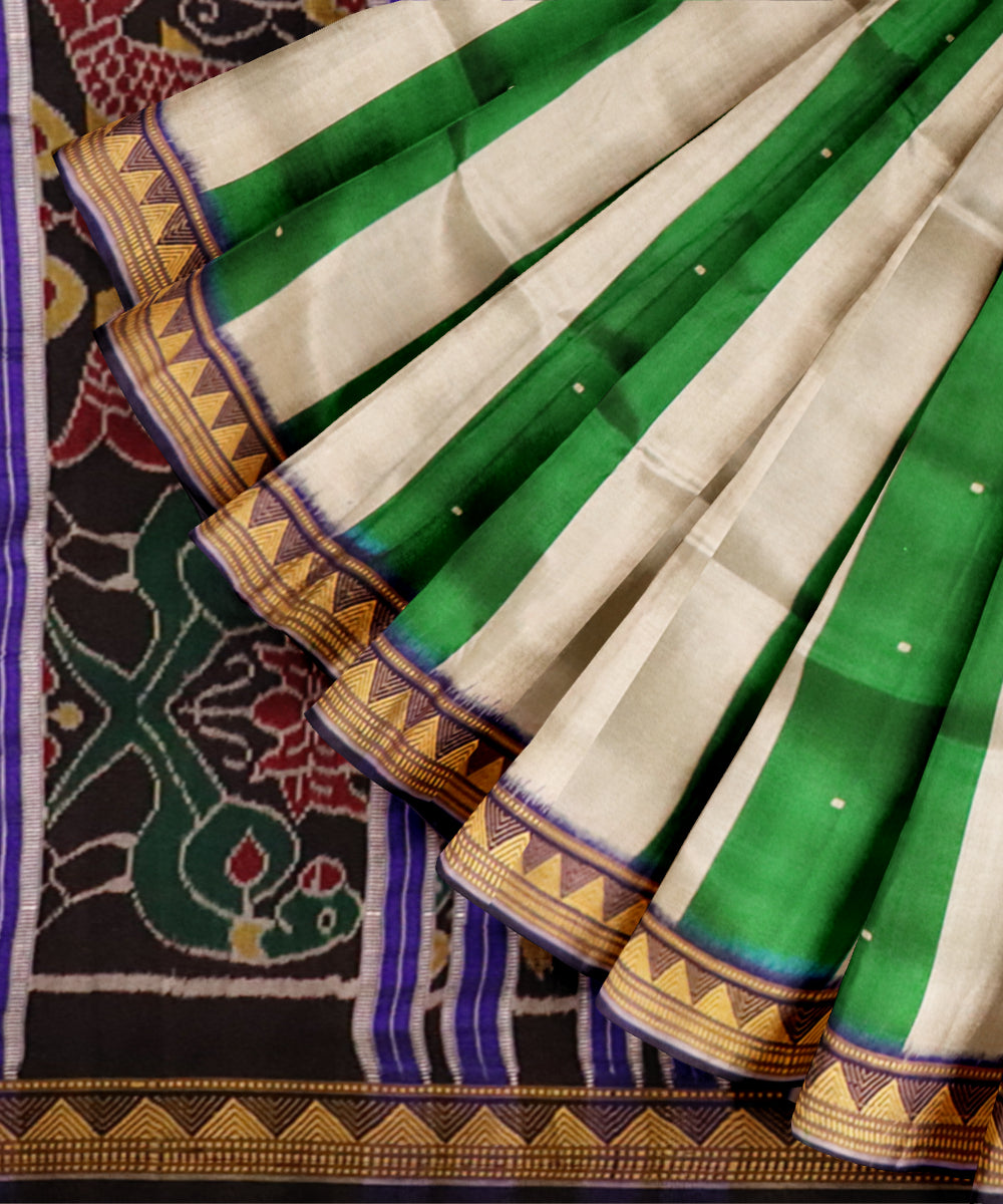 Multicolor air force blue silk handloom khandua saree