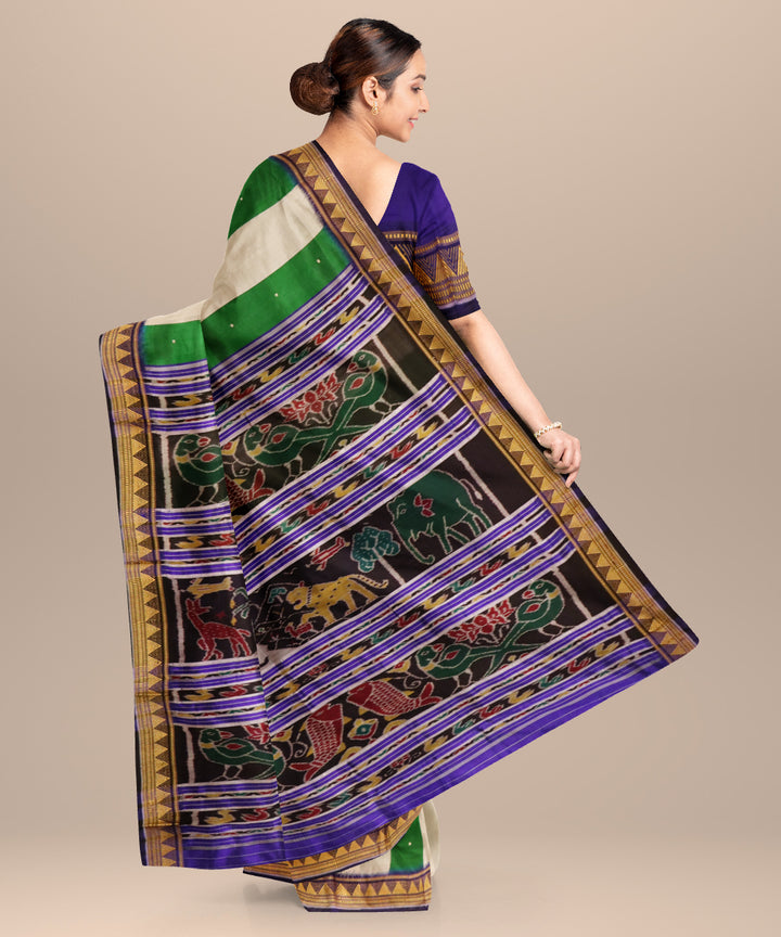 Multicolor air force blue silk handloom khandua saree