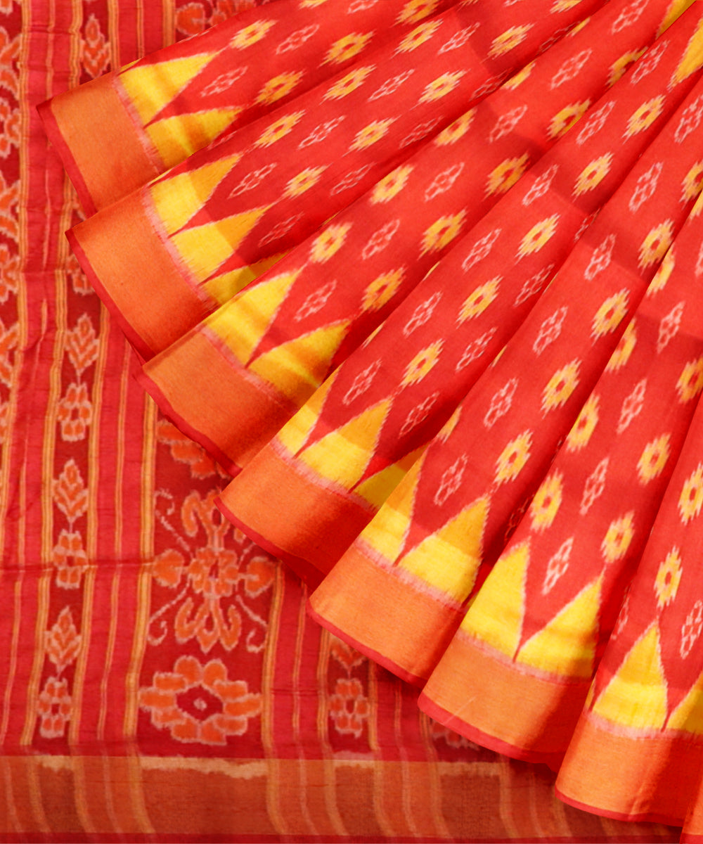 Multicolor dark red handloom khandua silk saree