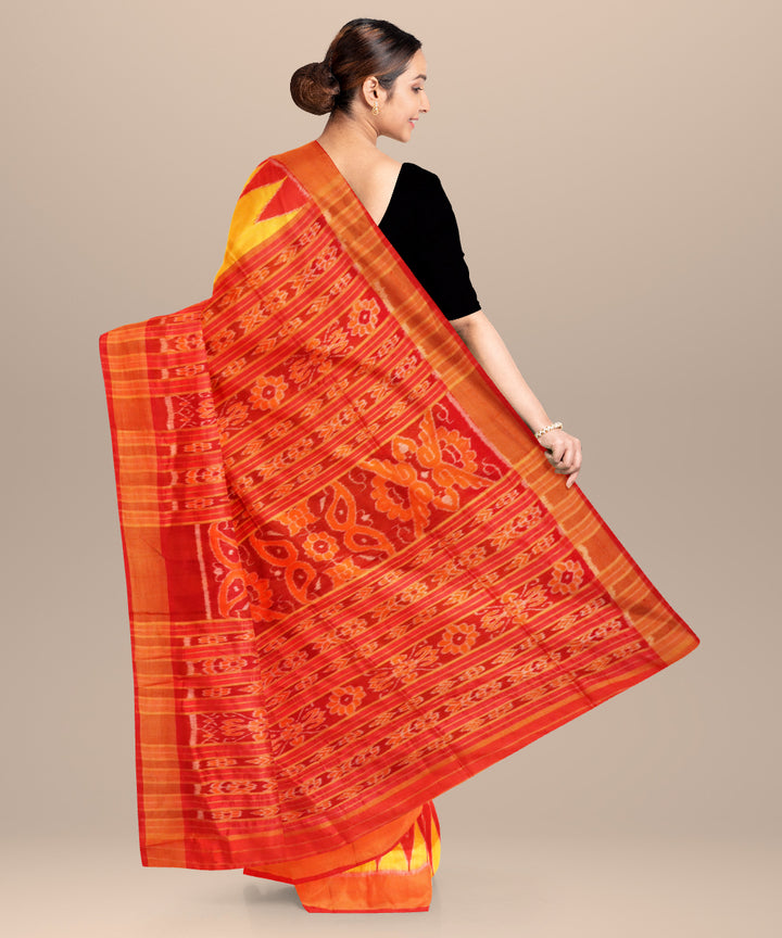 Multicolor dark red handloom khandua silk saree