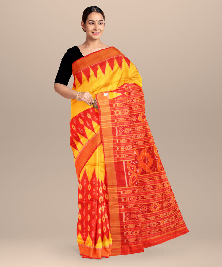 Multicolor dark red handloom khandua silk saree