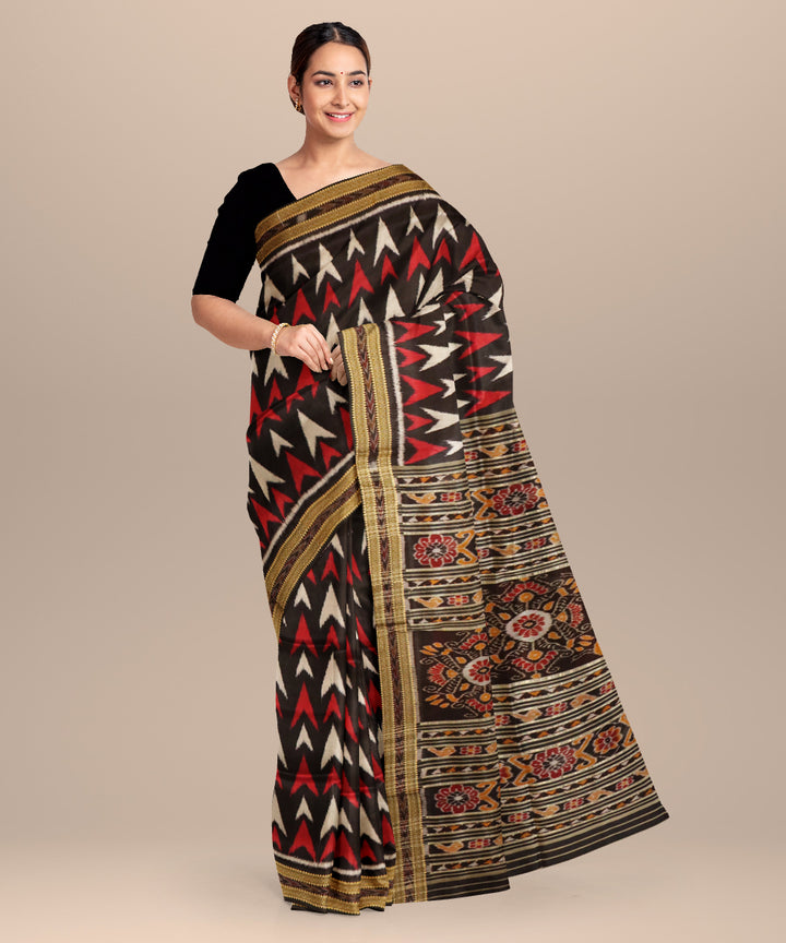 Black handloom khandua silk saree