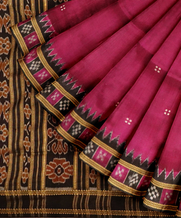 Purple black silk handloom khandua saree