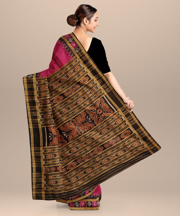 Purple black silk handloom khandua saree