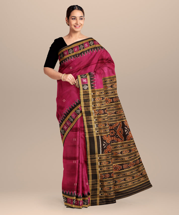 Purple black silk handloom khandua saree