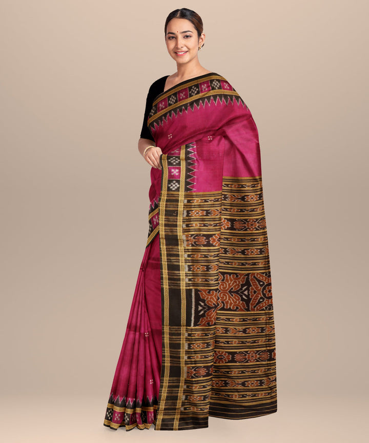Purple black silk handloom khandua saree