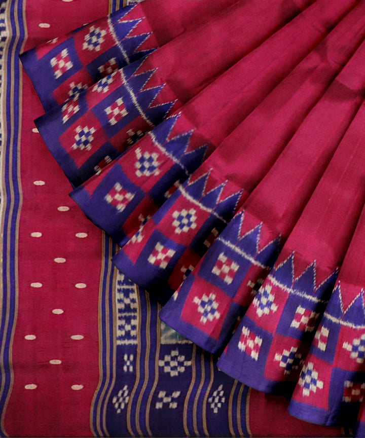 French plum dark red silk handloom khandua saree
