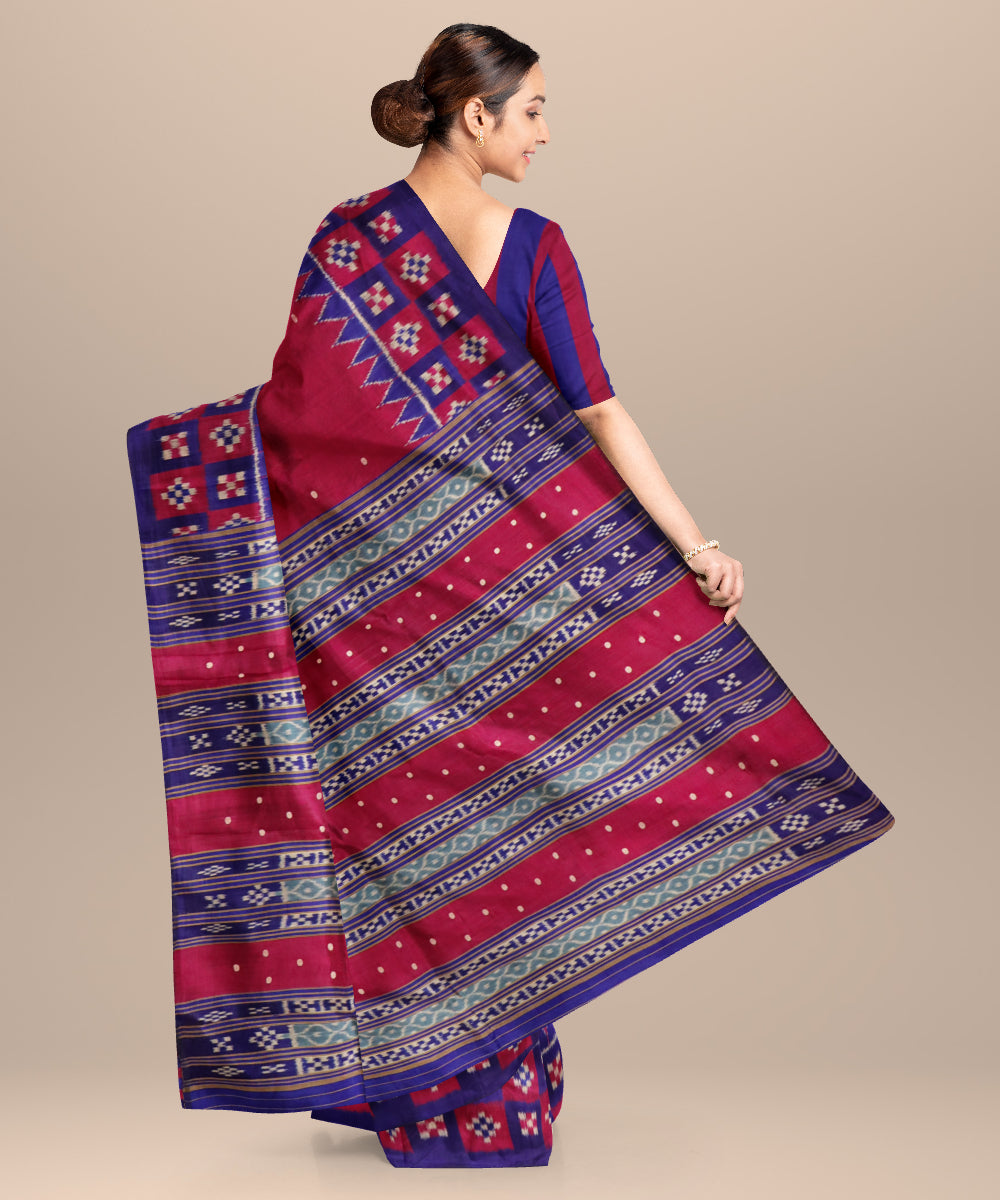 French plum dark red silk handloom khandua saree