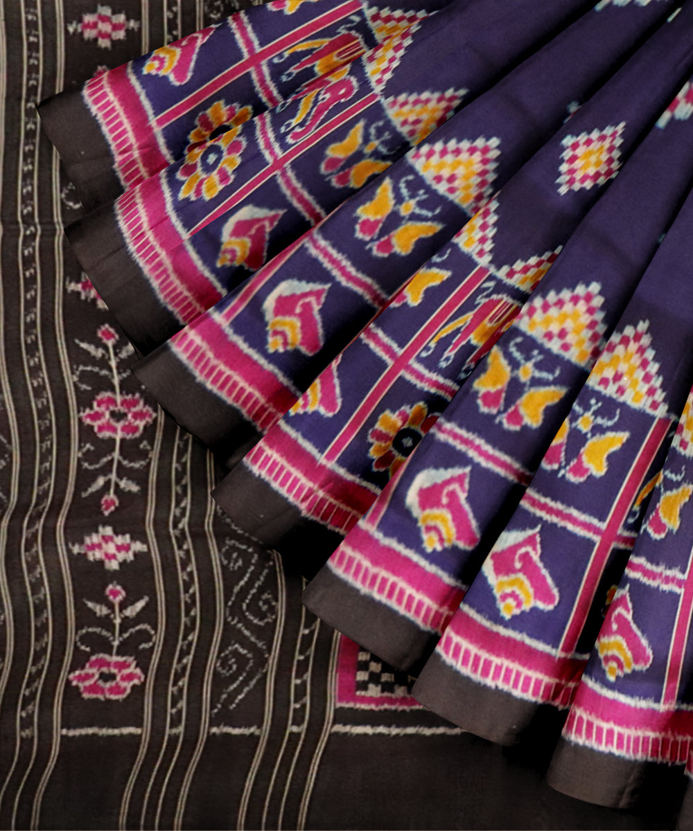 Egyptian blue fandango silk handloom khandua saree