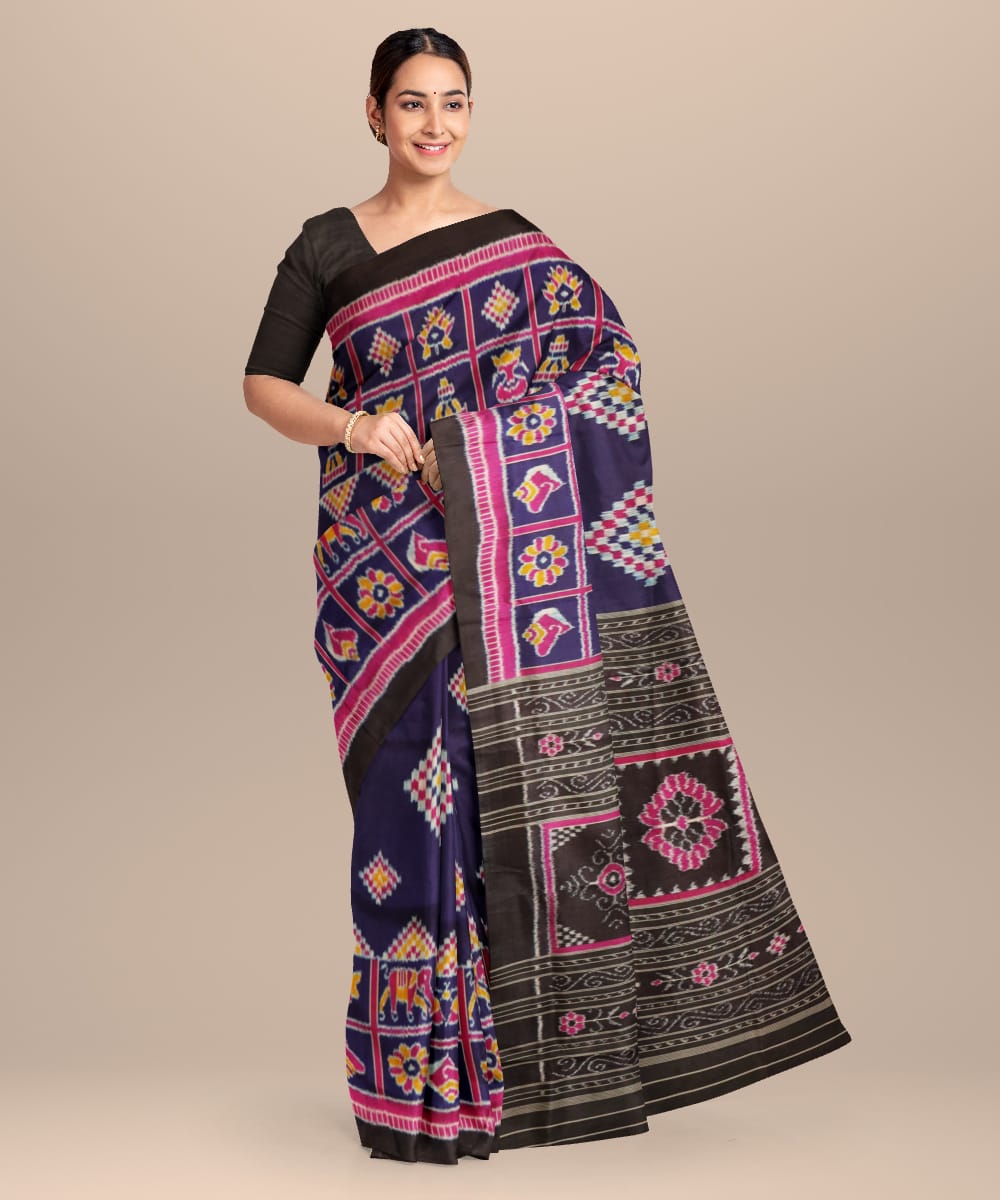 Egyptian Blue Fandango Silk Handloom Khandua Saree