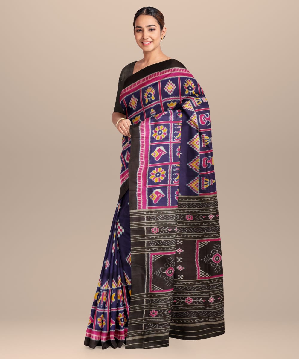 Egyptian Blue Fandango Silk Handloom Khandua Saree