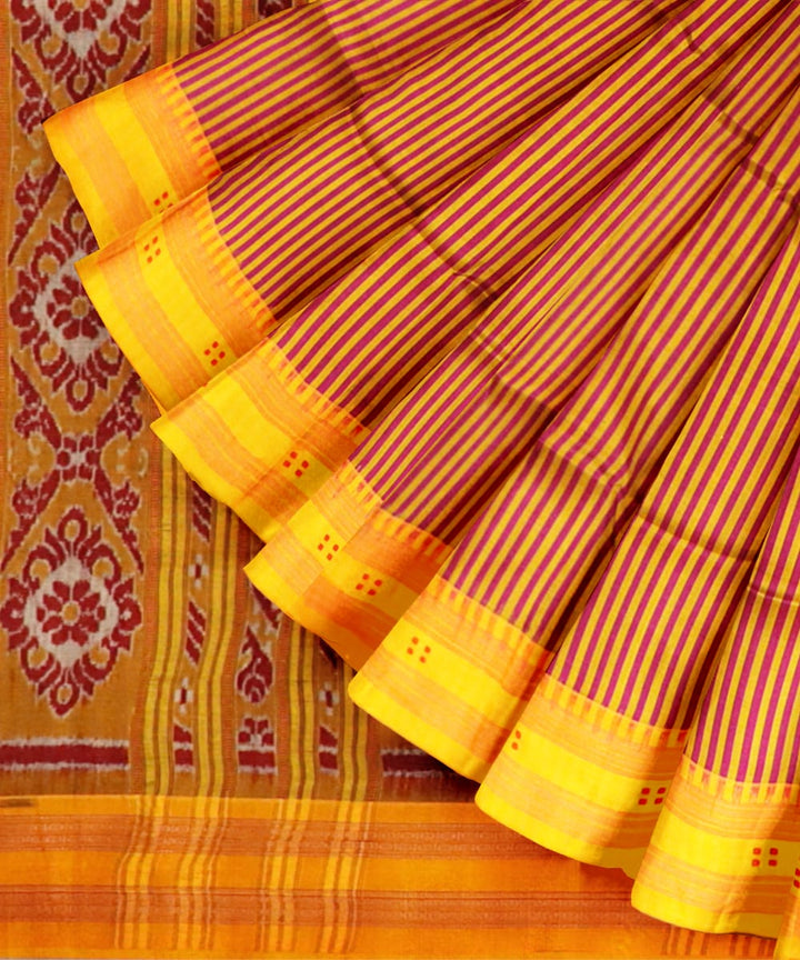 Multicolor fluorescent orange silk handloom khandua saree