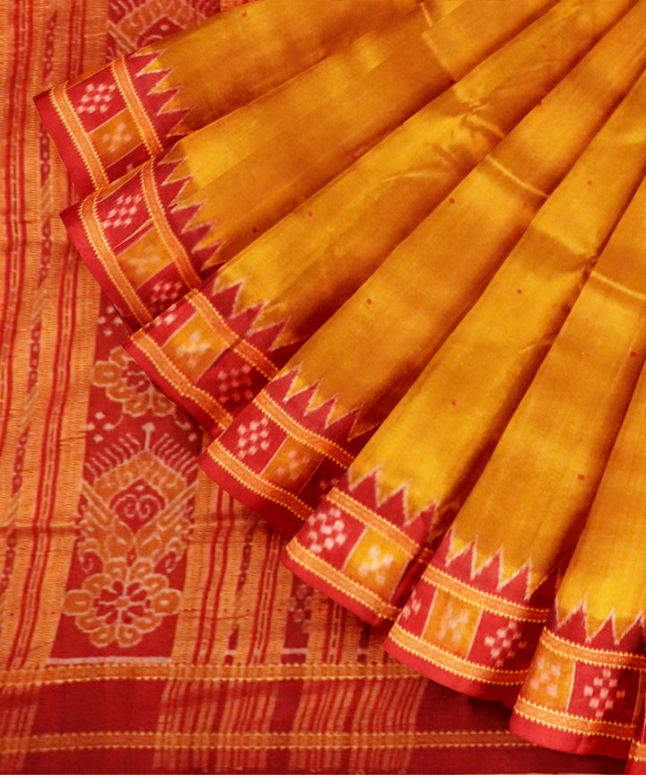 Fulvous dark red silk handloom khandua saree