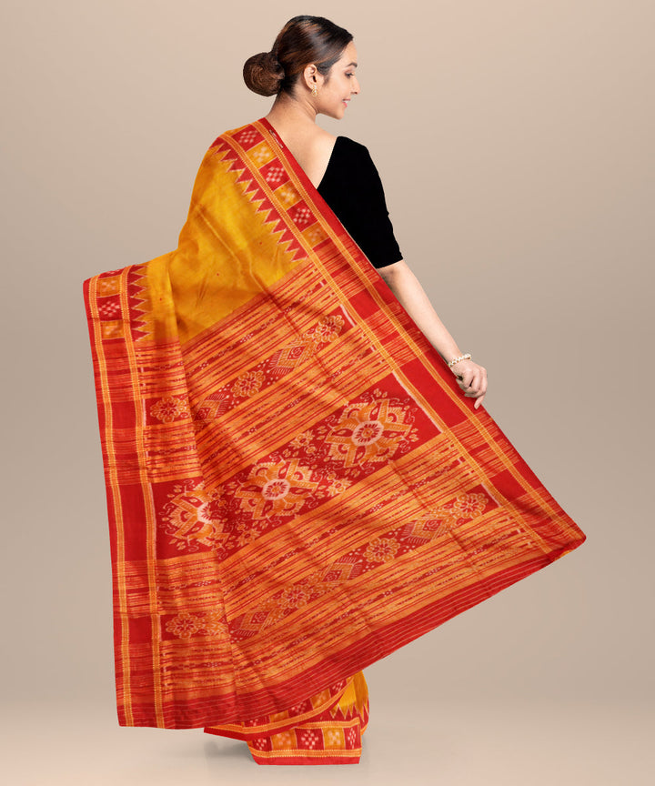Fulvous dark red silk handloom khandua saree