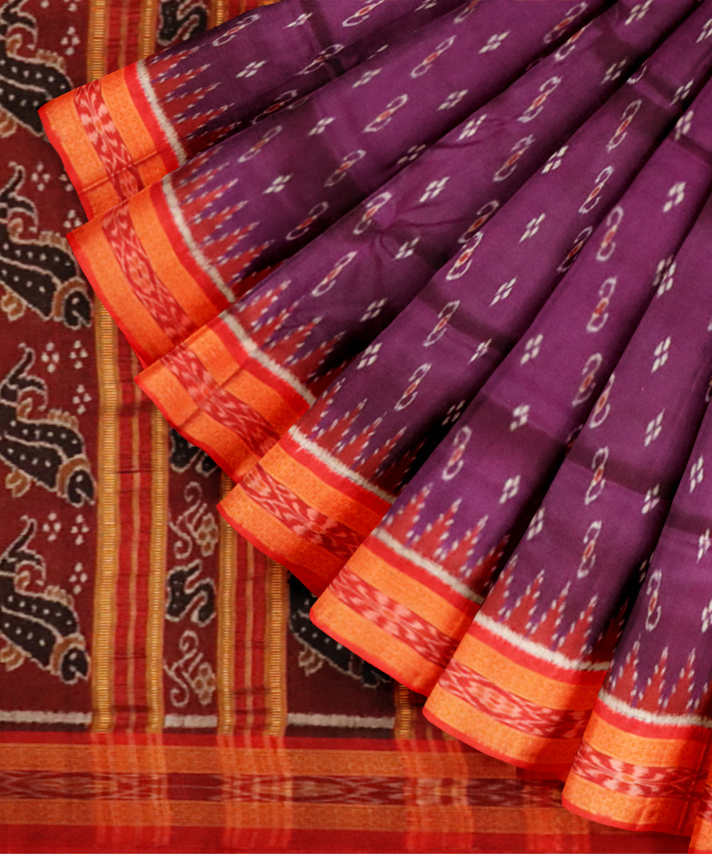 Eminence red silk handloom khandua saree