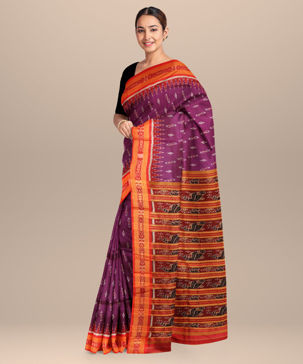 Eminence red silk handloom khandua saree