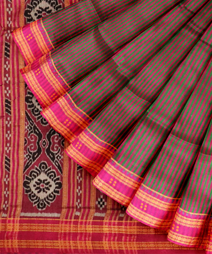 Multicolor fashion fuchsia silk handloom khandua saree
