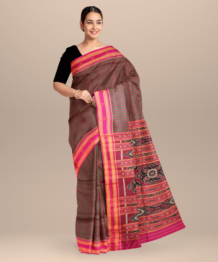 Multicolor fashion fuchsia silk handloom khandua saree