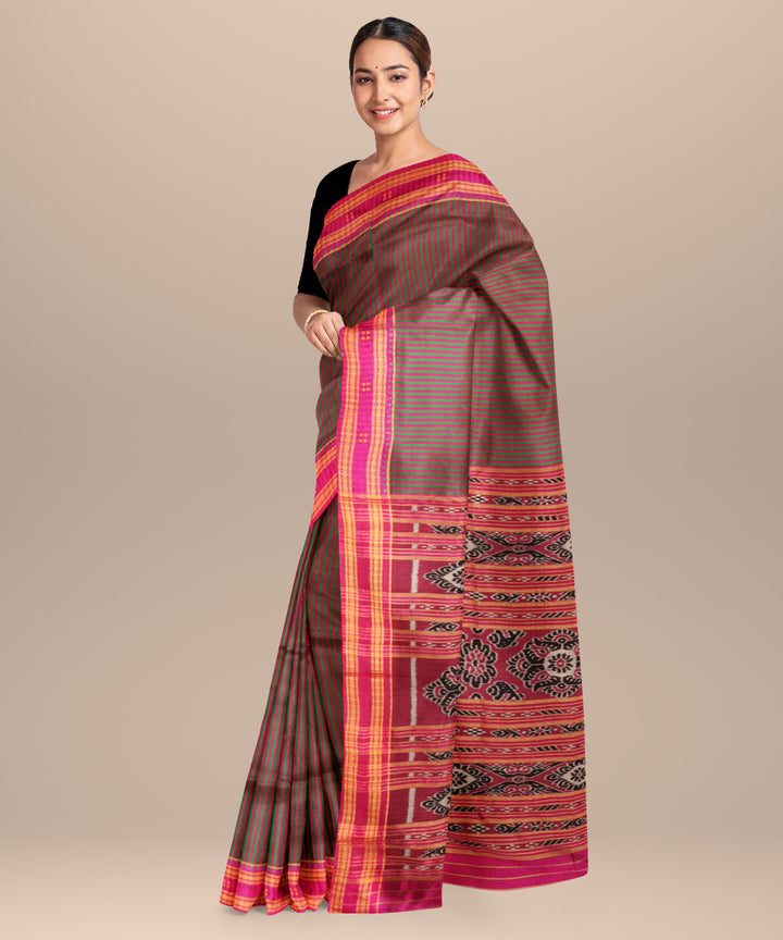 Multicolor fashion fuchsia silk handloom khandua saree