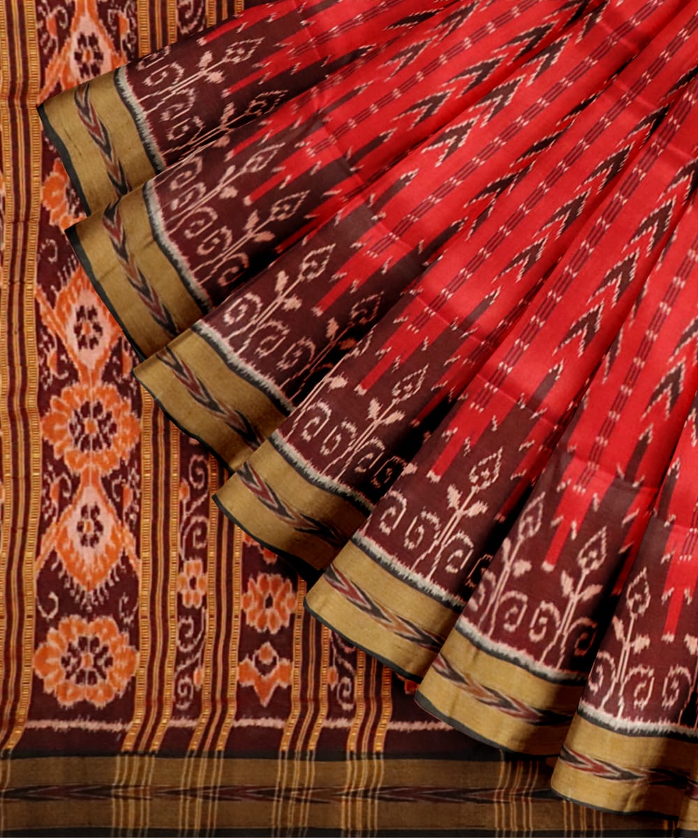 Red Black Handloom Khandua Silk Saree