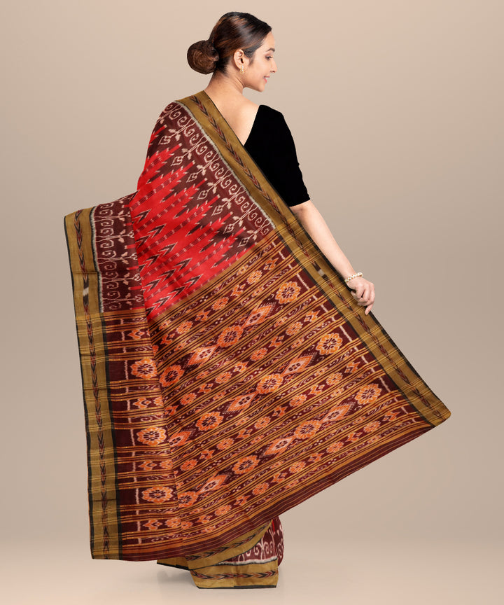 Red black handloom khandua silk saree