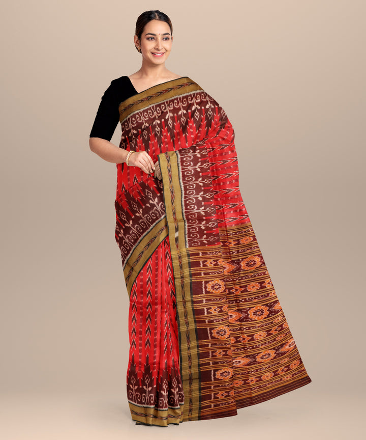 Red black handloom khandua silk saree