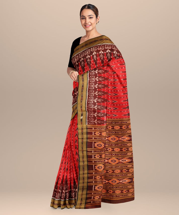 Red Black Handloom Khandua Silk Saree